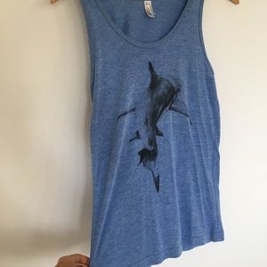 Society 6 Great White Shark Tank Top Blue XS